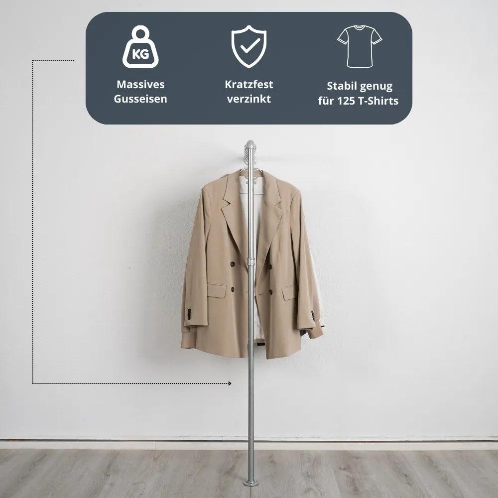 Kleiderstange Eingangsbereich Frontalansicht - Modell Oskar silber:::silber