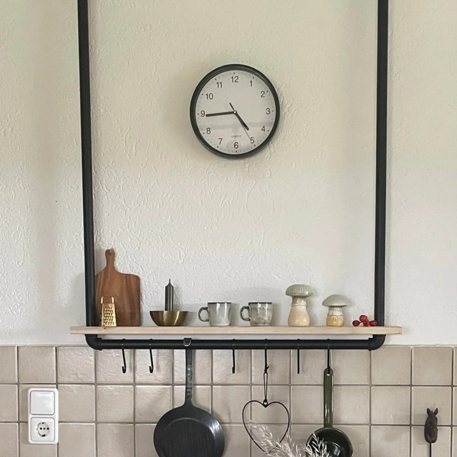 DIY Rohrmöbel Küchenablage mit Haken schwarz