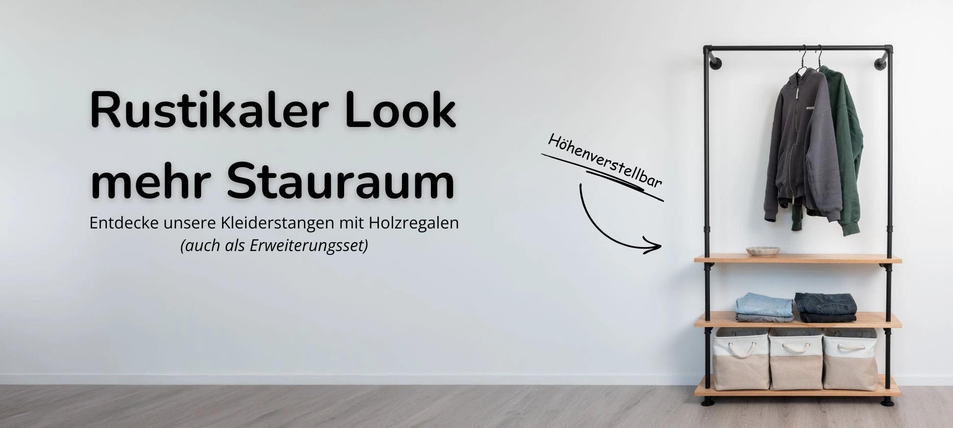 Kleiderstange mit Holzbrettern - Kleiderstange mit mehr Stauraum