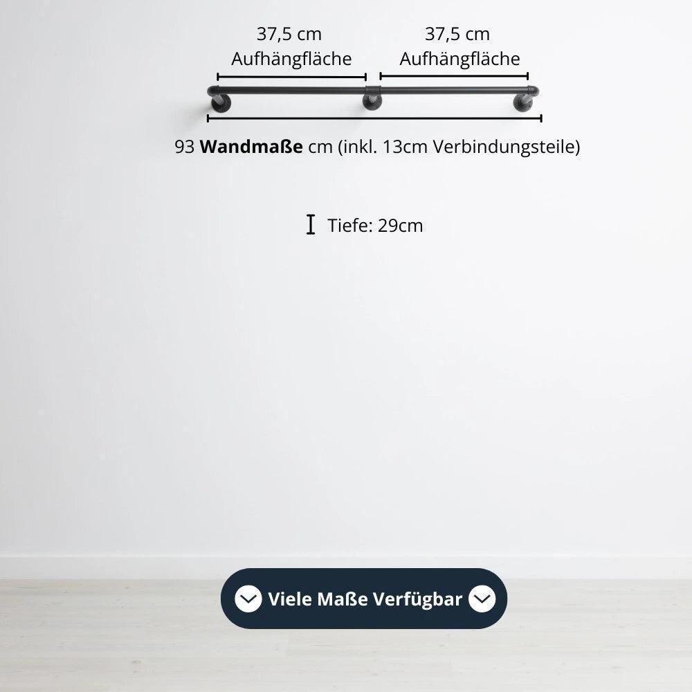 Kleiderstange wandmontiert schwarz - Modell Kaspar Double - Maßebild 93cm Breite|||49628204826888