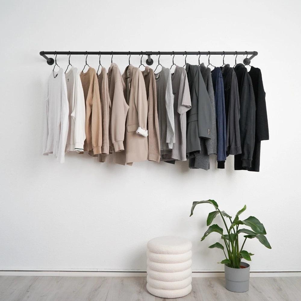 Kleiderstange wandmontage schwarz - KASPAR Double - Kleidereisen|||49628204826888,44919871078664,49628204859656,44919871111432,49628204892424,44919871144200,49628204925192