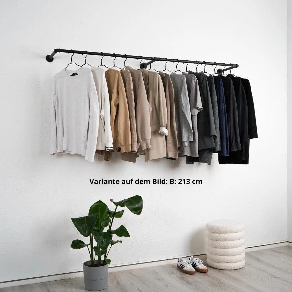 Kleiderstange wandmontiert schwarz - Modell Kaspar Double - schräge Ansicht Eingangsbereich:::schwarz