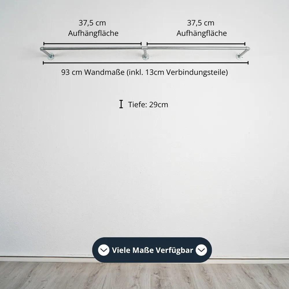 Kleiderstange wandmontiert schwarz - Modell Kaspar Double - Maßebild 93cm Breite|||50881534329096