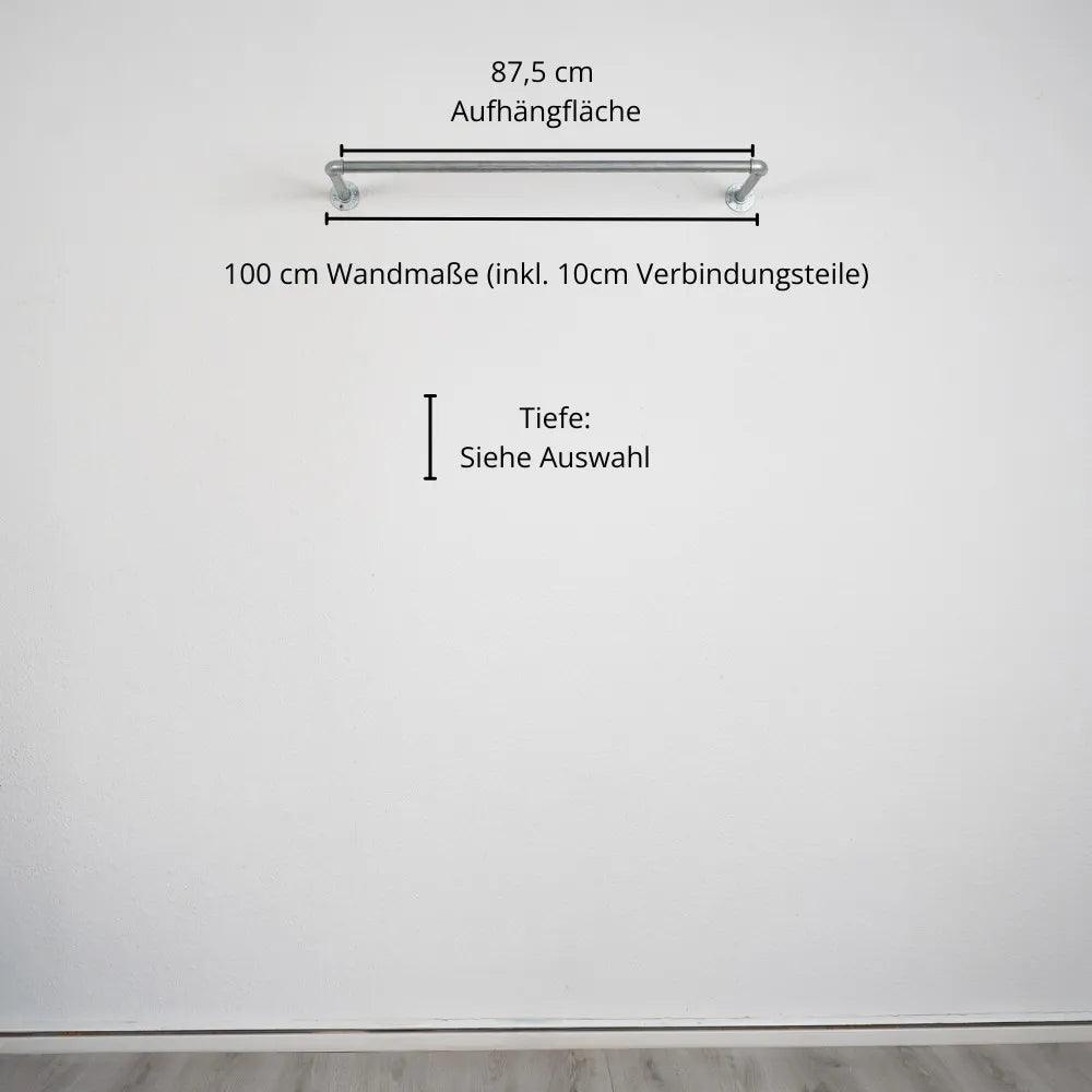 Kleiderstange wandmontiert silber- Modell Kaspar - Maßebild 100cm Breite|||50937761988872,50937762021640,50937762054408,50937762087176