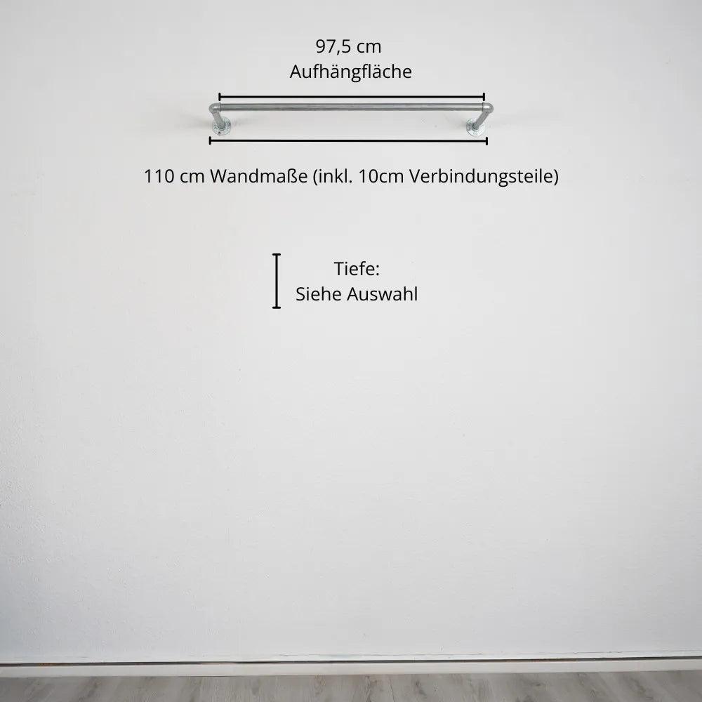 Kleiderstange wandmontiert silber- Modell Kaspar - Maßebild 110cm Breite|||50937762119944,50937762152712,50937762185480,50937762218248