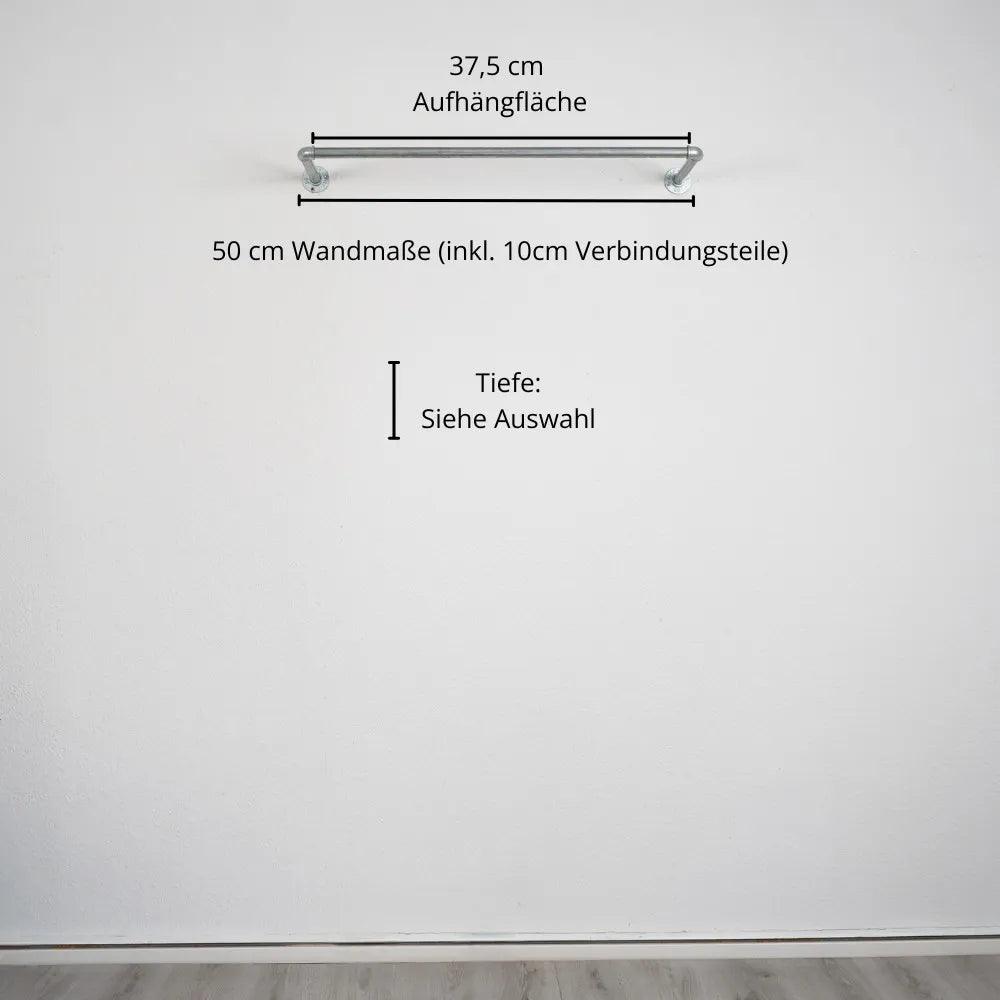 Kleiderstange wandmontiert silber- Modell Kaspar - Maßebild 50cm Breite|||50937761333512,50937761366280,50937761399048,50937761431816