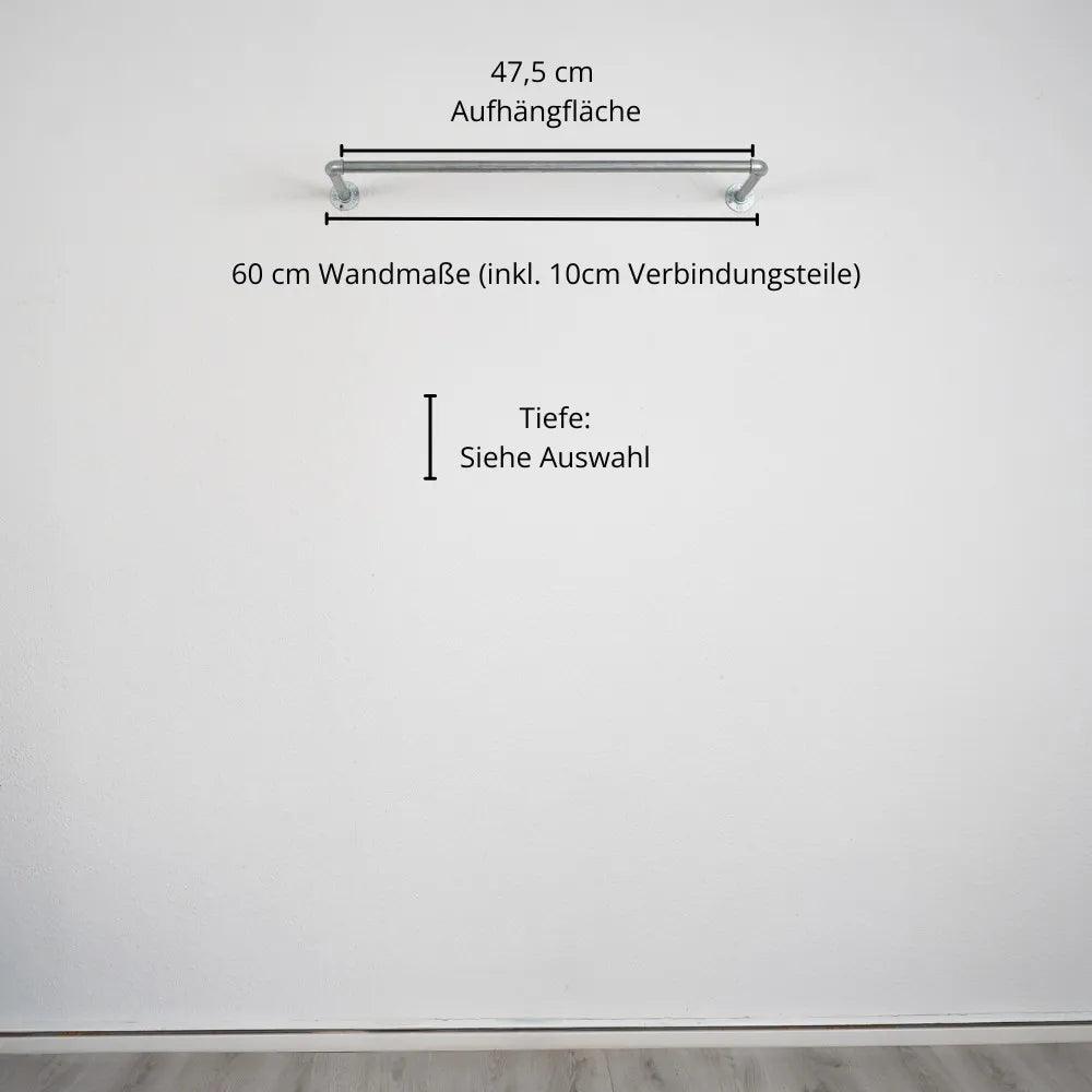Kleiderstange wandmontiert silber- Modell Kaspar - Maßebild 60cm Breite|||50937761464584,50937761497352,50937761530120,50937761562888