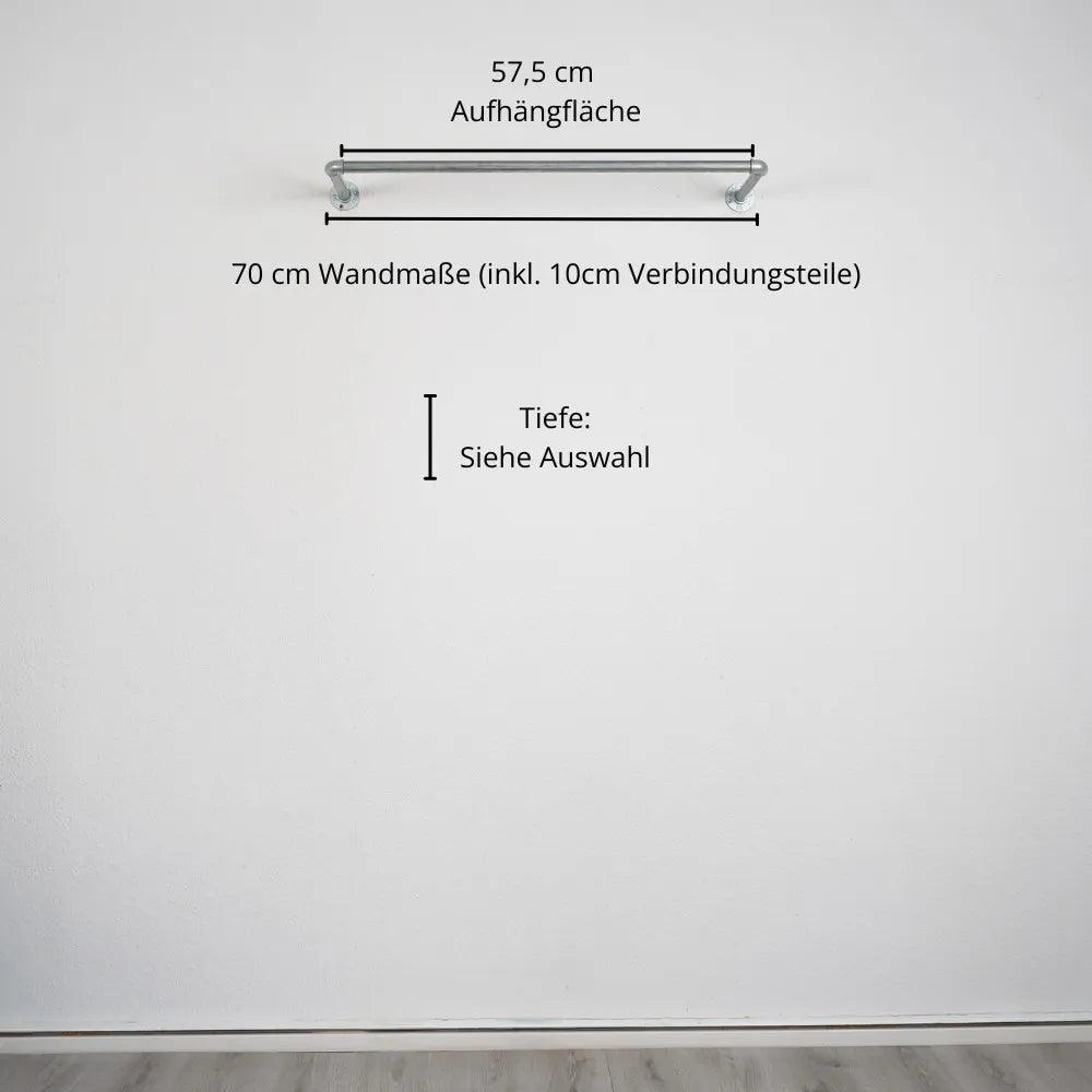 Kleiderstange wandmontiert silber- Modell Kaspar - Maßebild 70cm Breite|||50937761595656,50937761628424,50937761661192,50937761693960