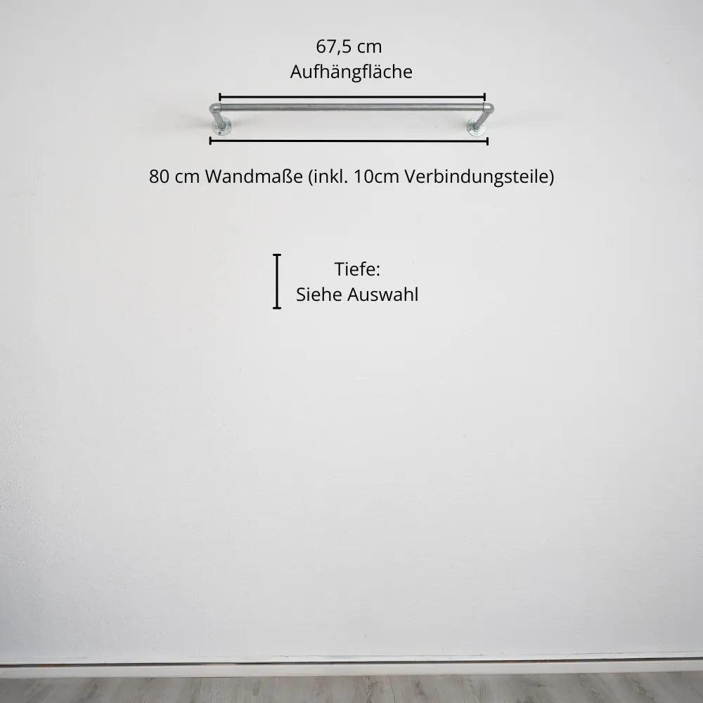 Kleiderstange wandmontiert silber- Modell Kaspar - Maßebild 80cm Breite|||50937761726728,50937761759496,50937761792264,50937761825032