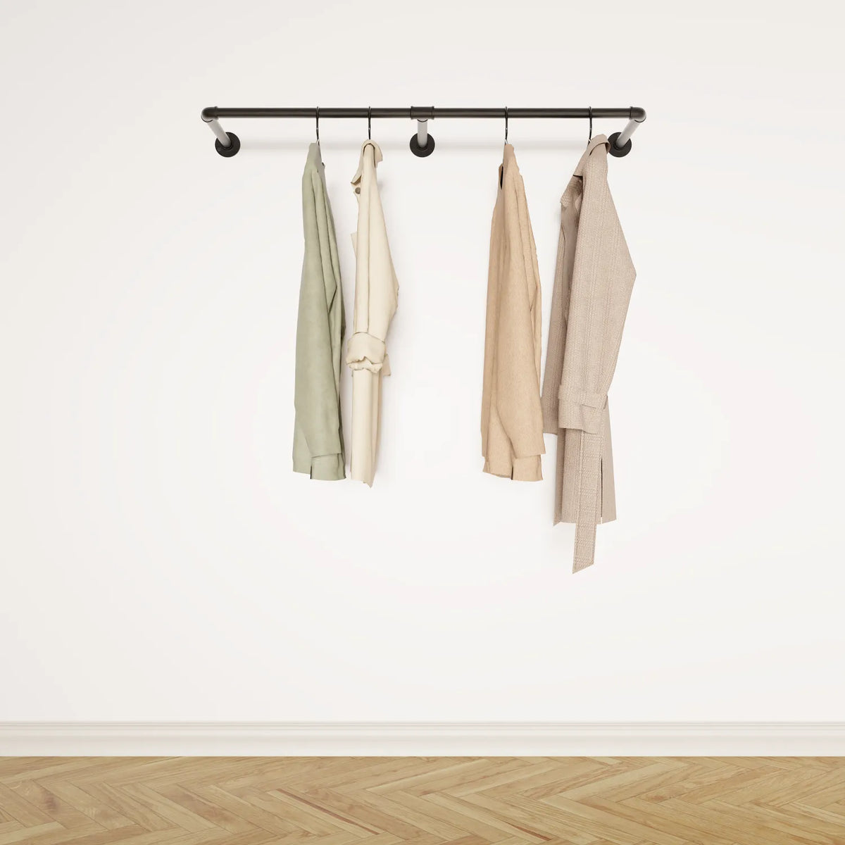 Kleiderstange wandmontage schwarz - KASPAR Double - Kleidereisen|||49628204826888,44919871078664,49628204859656,44919871111432,49628204892424,44919871144200,49628204925192