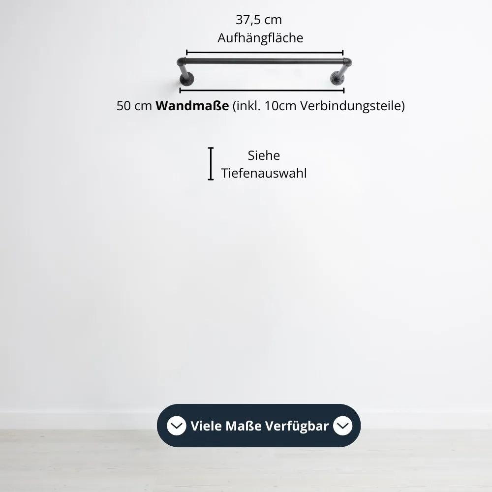 Kleiderstange wandmontiert schwarz - Modell Kaspar - Maßebild 50cm Breite|||44645924536584,50338581545224,50338581577992,44645924569352
