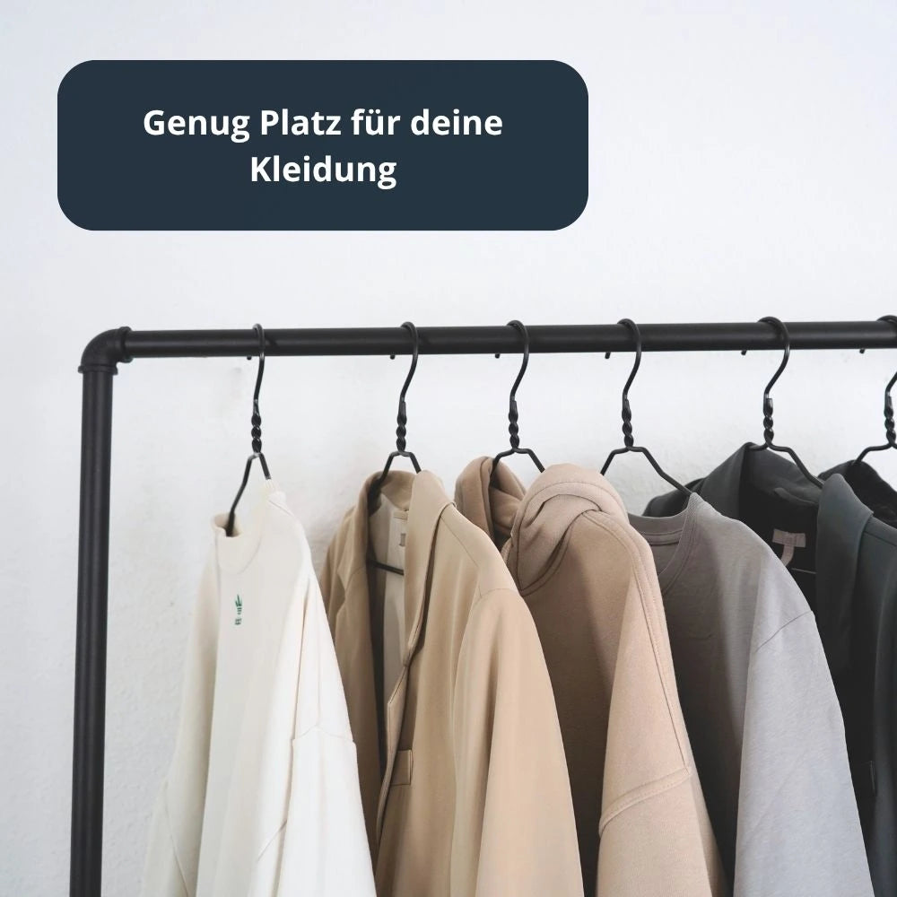 Industrielle Kleiderstange für den Eingangsbereich schwarz - L-Form Modell Sven Nahaufnahme Winkel