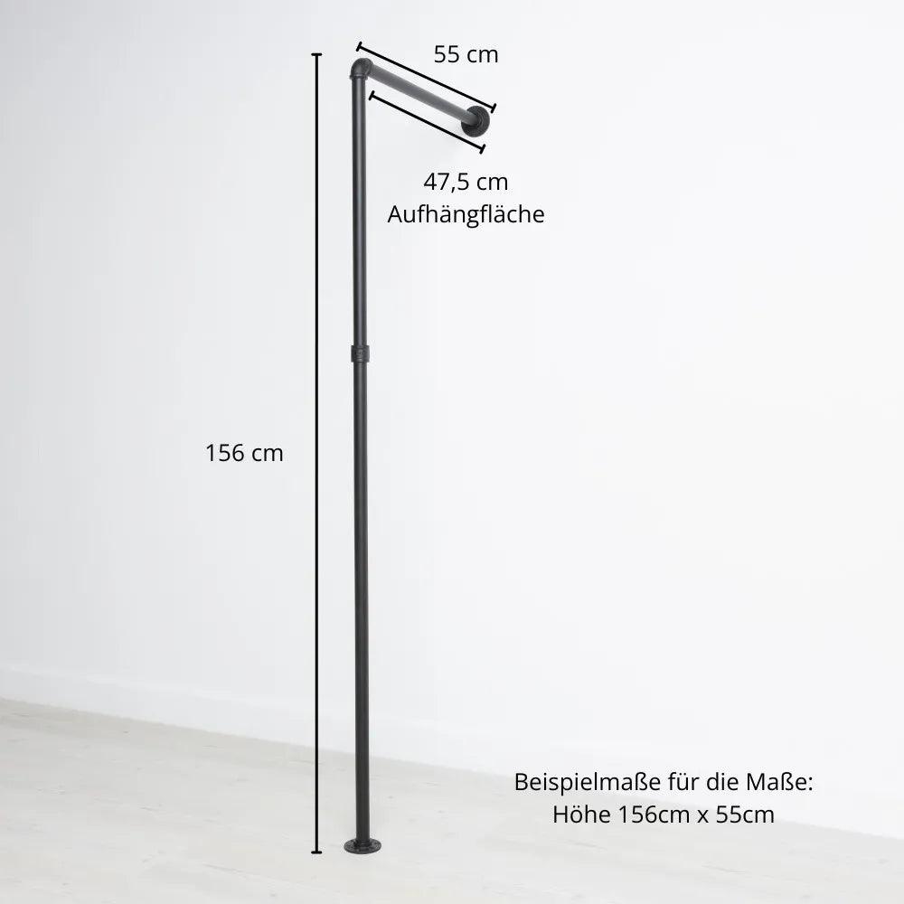 Kleiderstange Schwarz - Modell Oskar - Maßebild:::schwarz