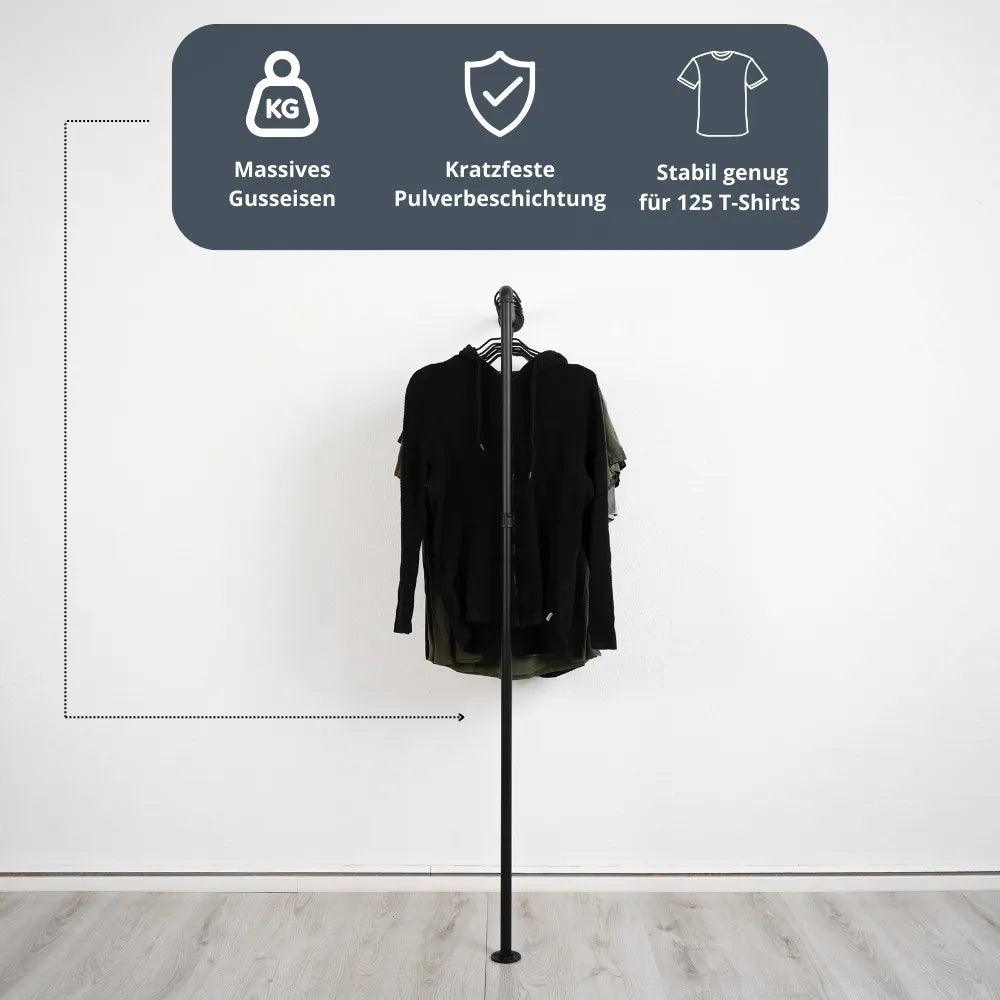 Kleiderstange Eingangsbereich Frontalansicht - Modell Oskar schwarz:::schwarz