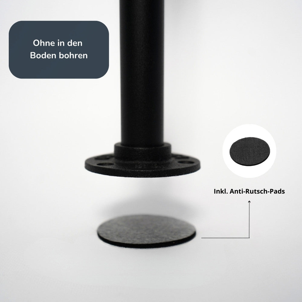 Anti Rutsch Pad - ohne in den Boden bohren - Flansch Nahaufnahme schwarz :::schwarz