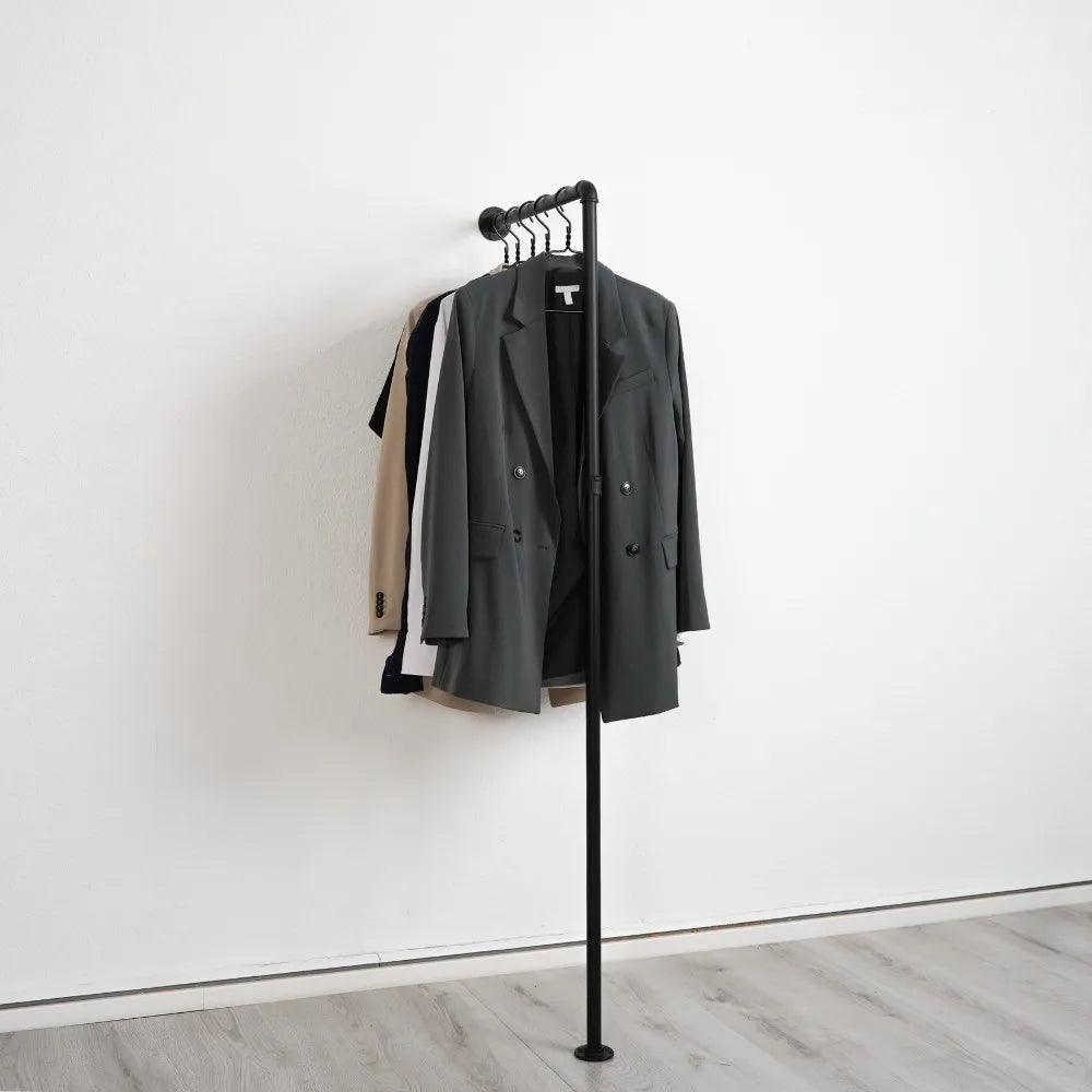 Kleiderstange Eingangsbereich schwarz schmal - Wandmontiert - Modell Oskar:::schwarz