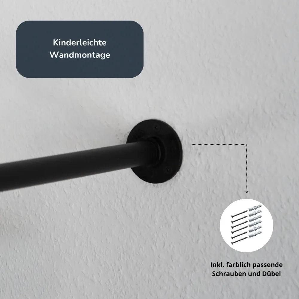 Kleiderstange wandmontage Nahe Ansicht schwarz:::schwarz
