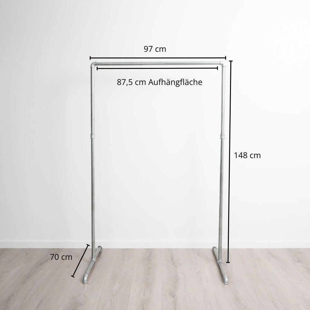 Kleiderständer freistehend silber - Modell Paula - Maßebild:::silber