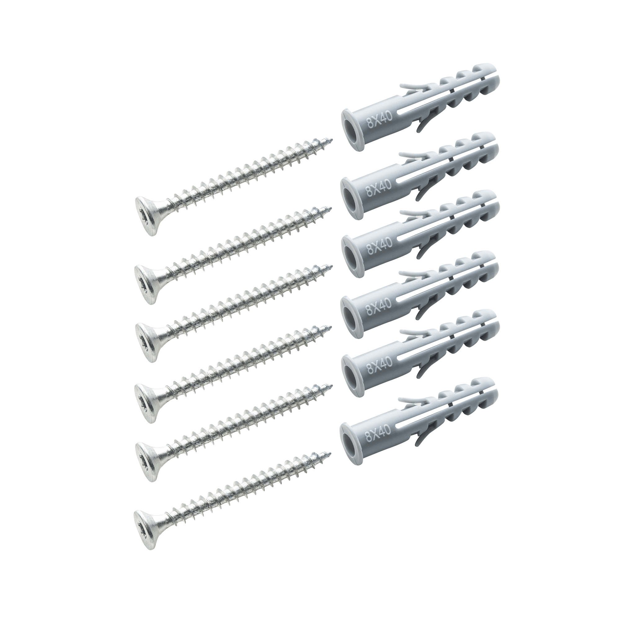 6er Pack Schrauben inkl. Dübel silber - Kleidereisen|||50877395829000