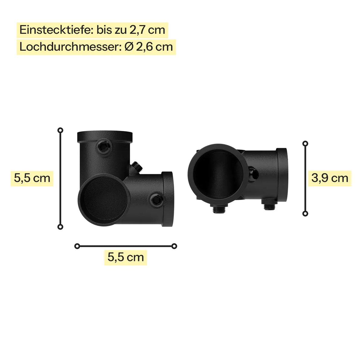 Rohrklemme 3/4" Aluminium 3 Wege schwarz Maßebild |||58773433975048