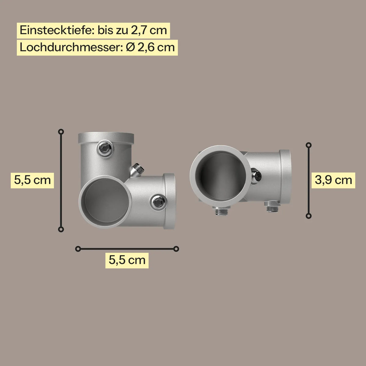 Rohrklemme 3/4" Aluminium 3 Wege Silber Maßebild |||58773434007816
