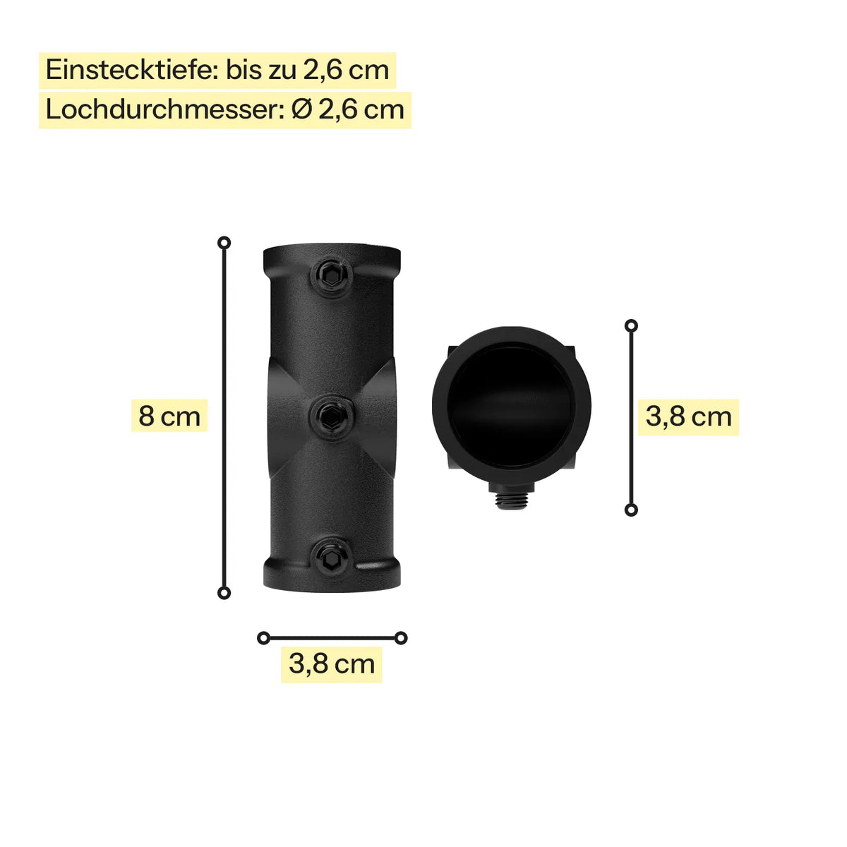 Rohrklemme - 3/4" - Schwarz Kleidereisen Maßebild|||50877667770632