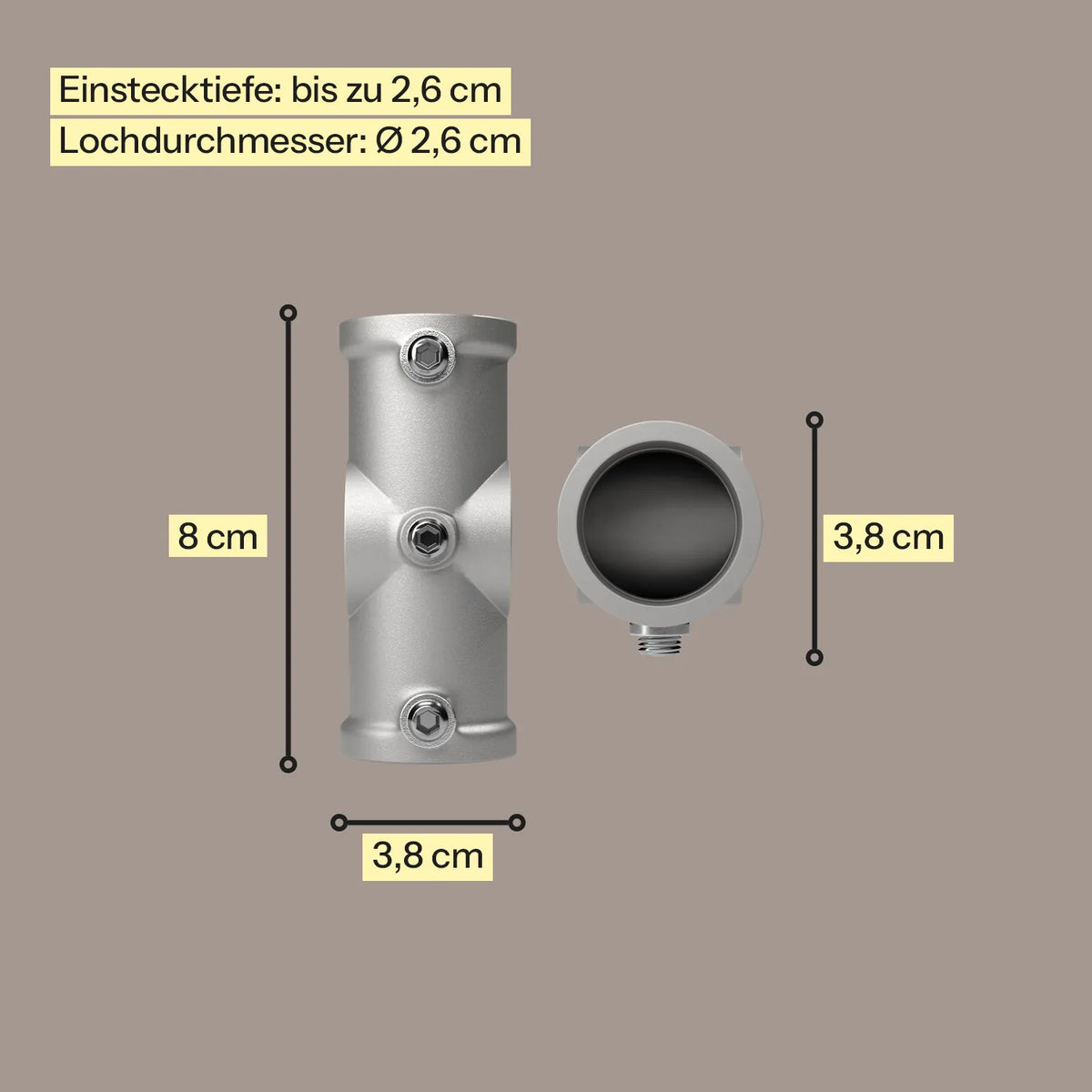 Rohrklemme - 3/4" - Silber Kleidereisen Maßebild|||50877667803400
