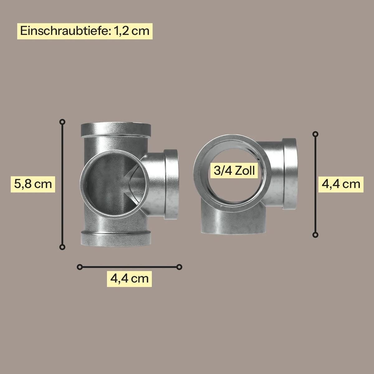 Winkelverteiler 4 Wege Temperguss Silber Maßbild |||58773424865544