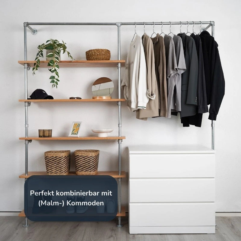 Kleiderstange wand mit Holzbrettern - Bild mit Kommode - Modell Elias V|||50992802562312