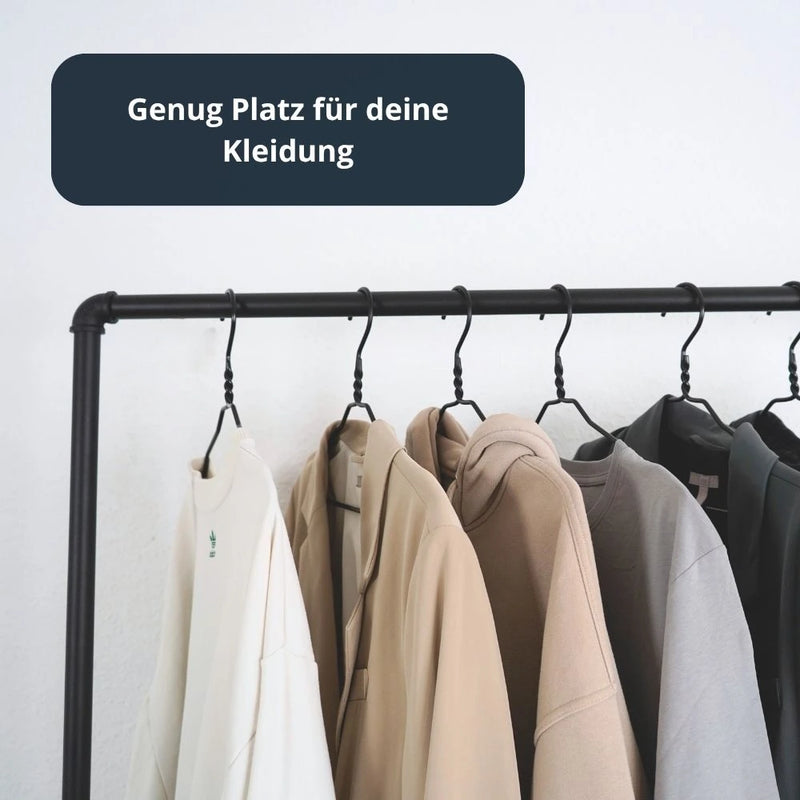 Industrielle Kleiderstange für den Eingangsbereich schwarz - L-Form Modell Sven Nahaufnahme Winkel