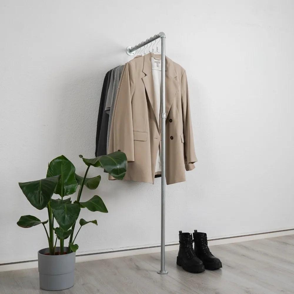 Kleiderstange Eingangsbereich silber schmal - Wandmontiert - Modell Oskar:::silber